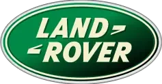 Land Rover green oval logo with white lettering and a silver border.