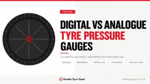 Digital vs analogue tyre pressure gauges comparison covering accuracy, readability, battery use, consistency and PSI, bar and kPa pressure units.