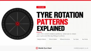Tyre rotation patterns explained for UK drivers, covering rotation methods, when to rotate tyres, drivetrain differences, tyre types and key safety checks.